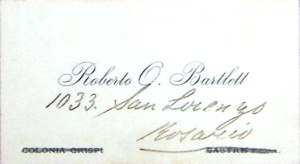RO Bartlett business card